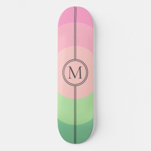 Pink Cotton Candy Mint Monogram Girly  Skateboard