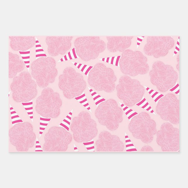 Pink Cotton Candy Pattern Wrapping Paper Sheets (Front)