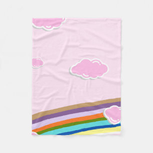 pink cotton candy skies with rainbow fleece blanket