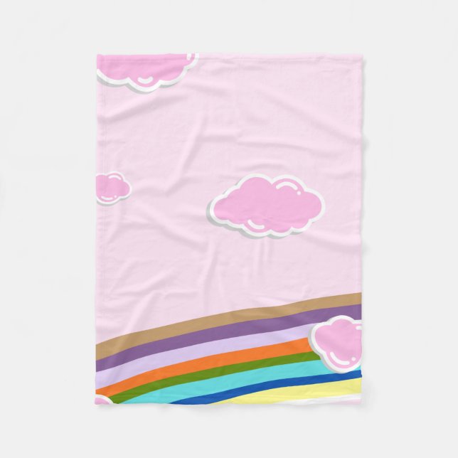 pink cotton candy skies with rainbow fleece blanket (Front)