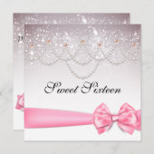 Pink Cotton Candy Sparkles Sweet Sixteen Invitation (Front/Back)