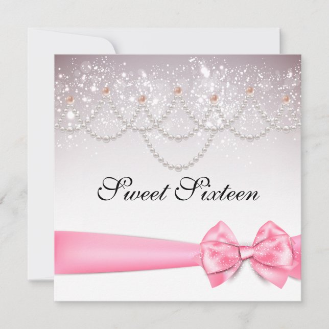 Pink Cotton Candy Sparkles Sweet Sixteen Invitation (Front)