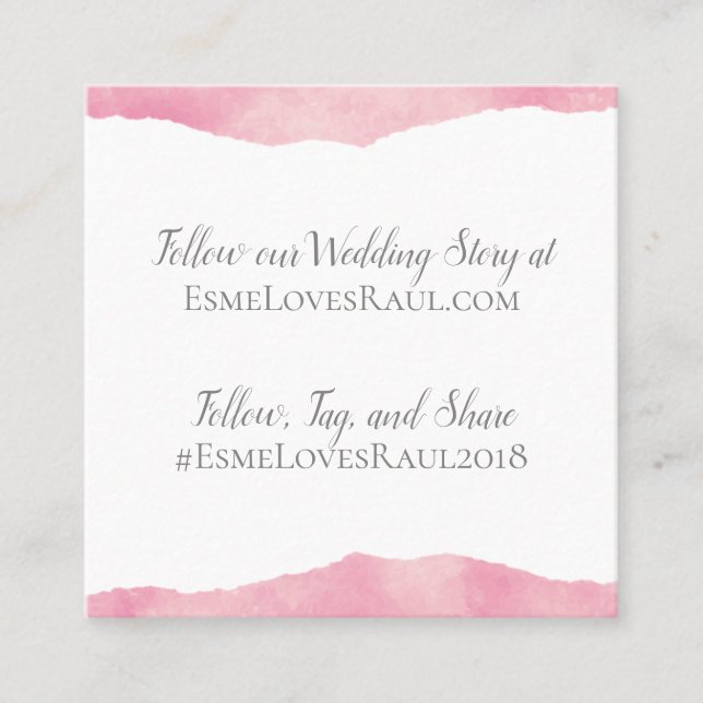 Pink Cotton Candy Watercolor Wedding Info Card (Front)