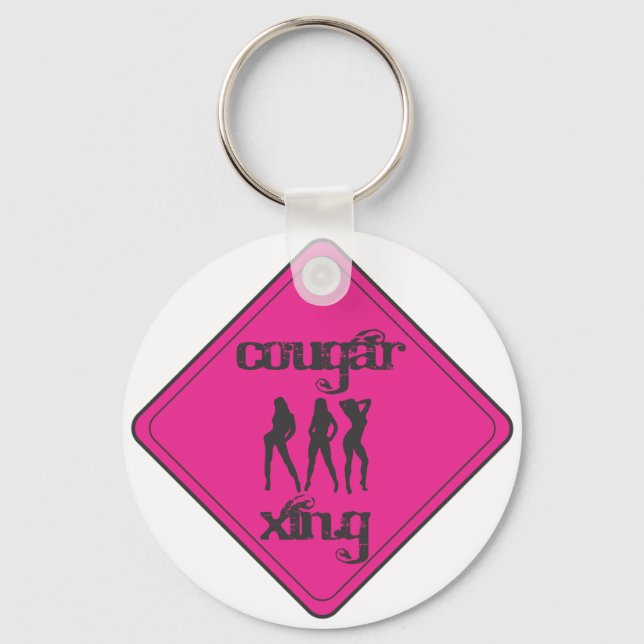 Pink Cougar Crossing 3 Ladies Keychain (Front)