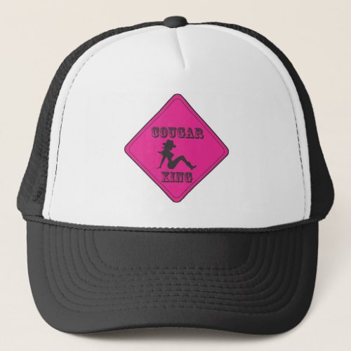 Pink Cougar Crossing Cowgirl Trucker Hat