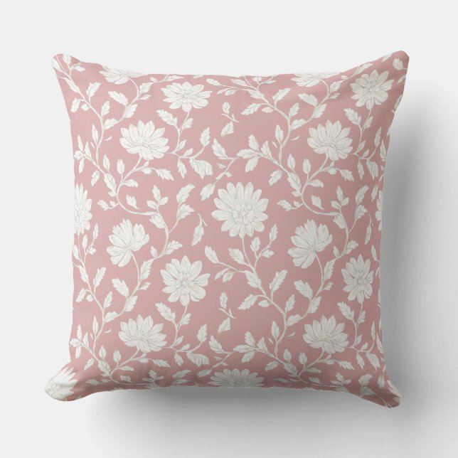 Pink Country Cottage Throw Pillow (Front)