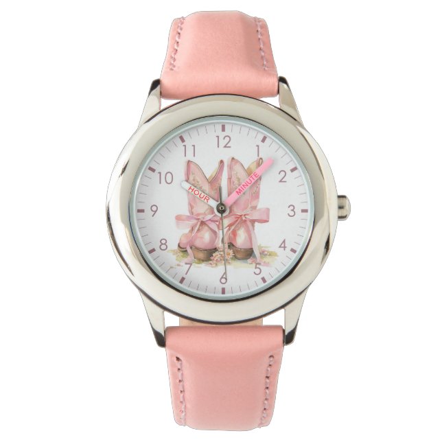 Pink Country Cowgirl Boots Watch (Front)