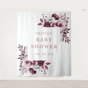 Pink Country Floral Baby Shower Photo Backdrop