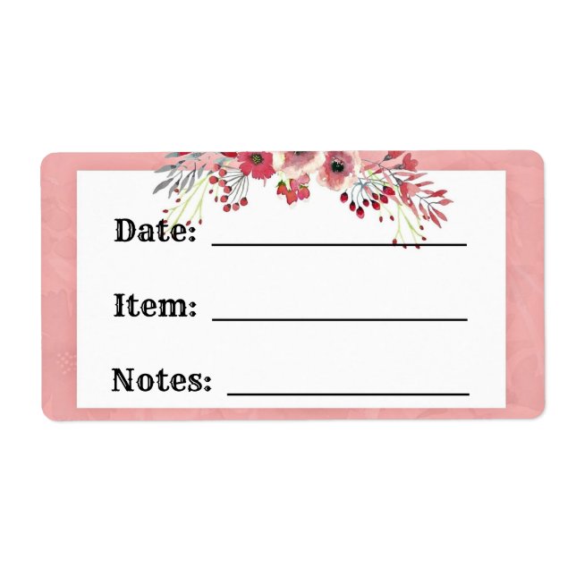 Pink Country Floral Canning and Food Storage Label (Front)