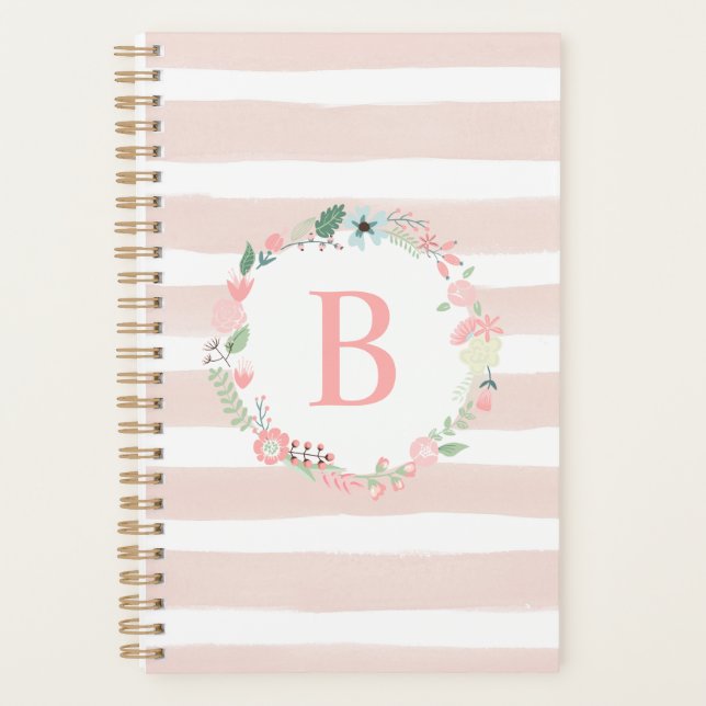 Pink Country Floral Monogram Planner (Front)