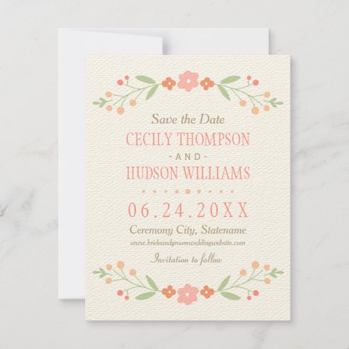 Save the Date Card | Country Florals Pink