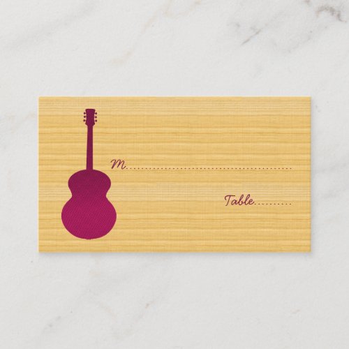 Pink Country Guitar Place Card