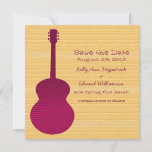 Pink Country Guitar Save the Date Invite