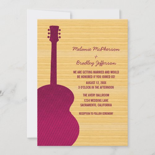 Pink Country Guitar Wedding Invitation