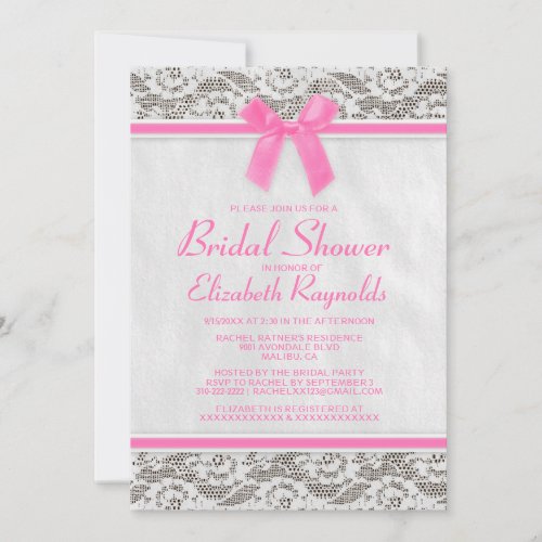 Pink Country Lace Bridal Shower Invitations