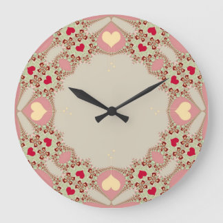 Pink Country Love Hearts Wall Clock
