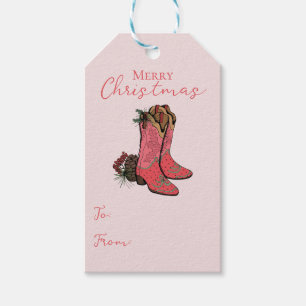 Pink Country Merry Christmas To From Gift Tag
