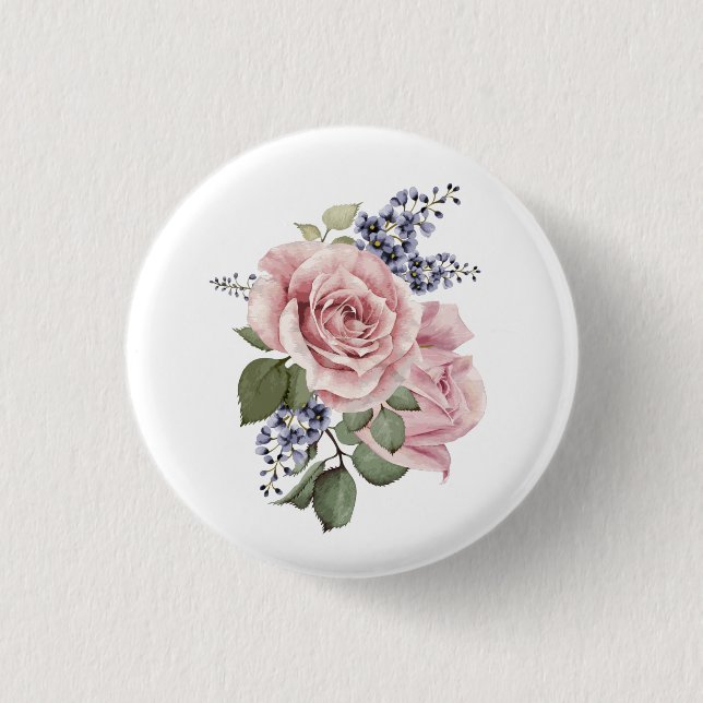 Pink Country Rose Button (Front)