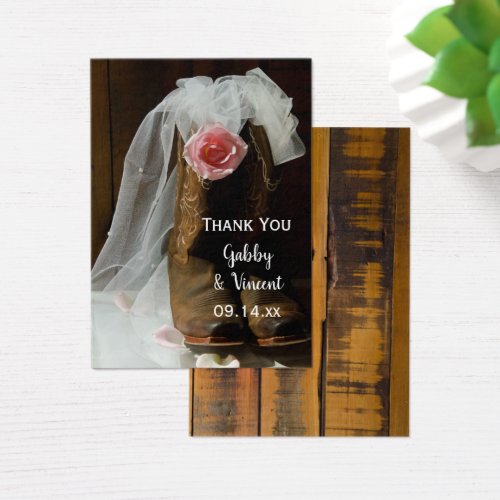 Pink Country Rose Cowboy Boots Wedding Favor Tags