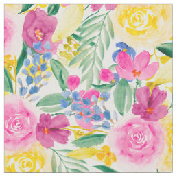 pink country watercolor floral pattern fabric