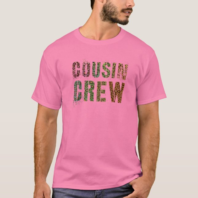 Pink COUSIN CREW Leopard Print Funny Grammy Pawpaw T-Shirt (Front)