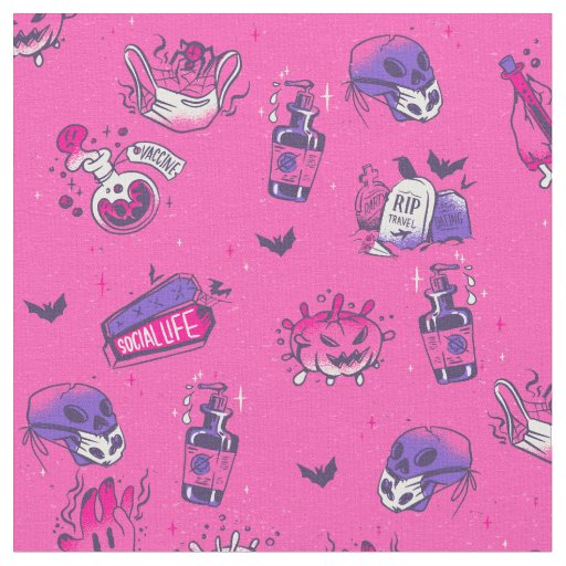 pink covid germs halloween creepy fabric