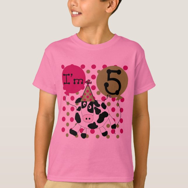 Pink Cow 5th Birthday Tshirts and Gifts (Front)