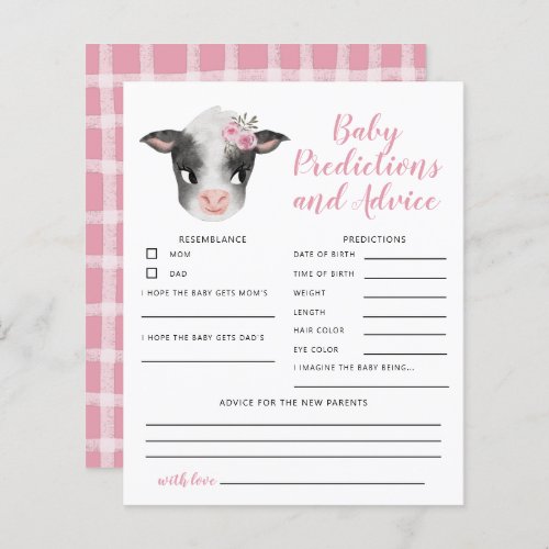 Pink Cow Baby Predictions  Advice Card
