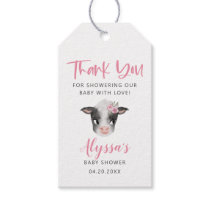 Pink Cow Baby Shower Gift Tags