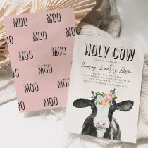 Pink Cow Baby Shower Invitation | Watercolor Cow