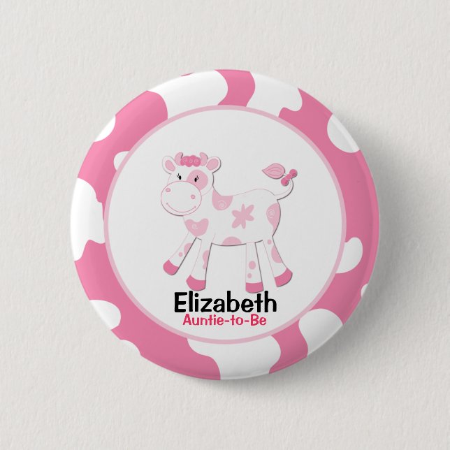 Pink Cow Customized name tag Button (Front)