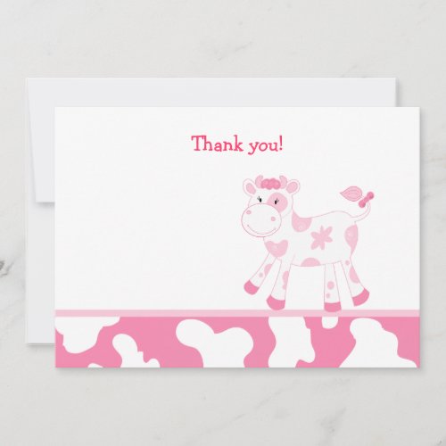 Pink Cow Flat Thank you note