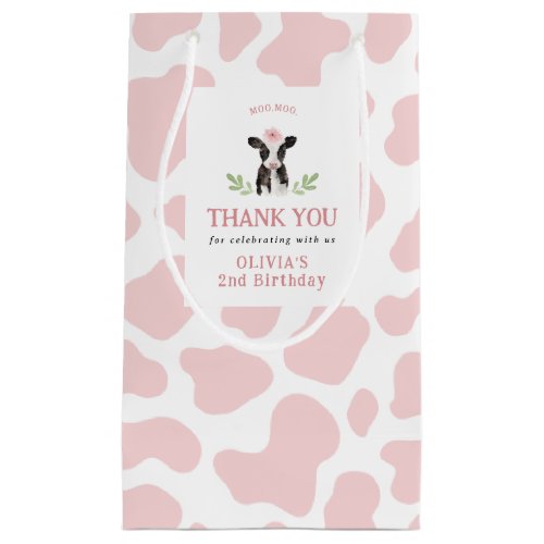 Pink Cow Pattern Gift Bag