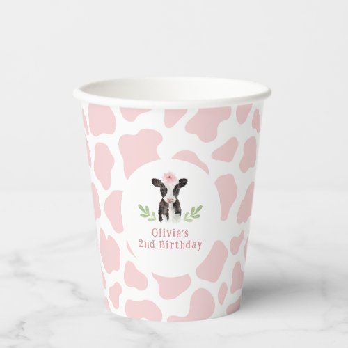 Pink Cow Pattern Paper Cups