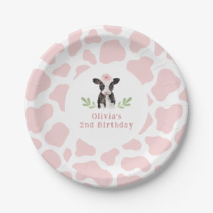 Pink Cow Pattern Paper Plates