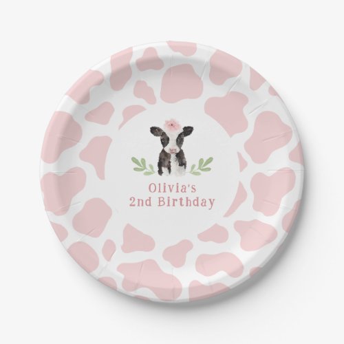 Pink Cow Pattern Paper Plates