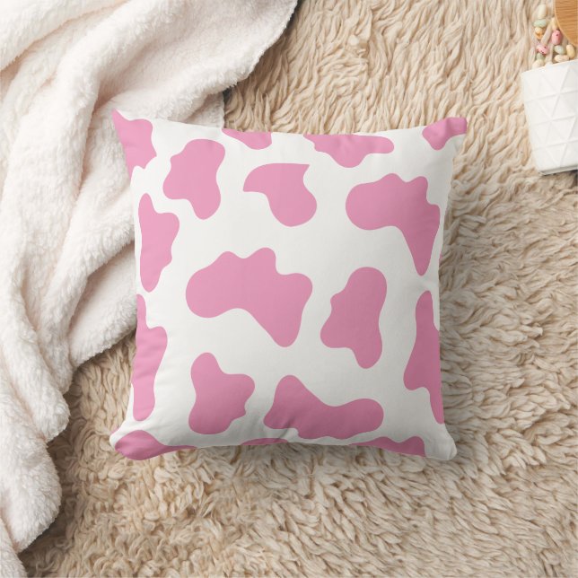 Pink Cow Pattern Pillow (Blanket)