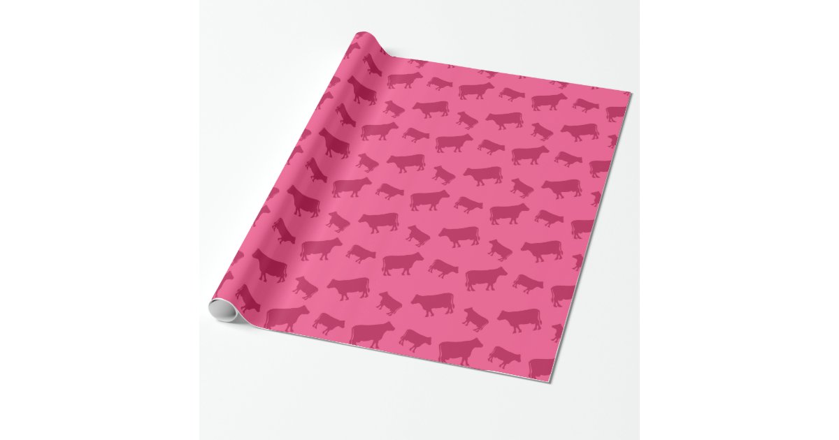 Pink Cow Print Wrapping Paper