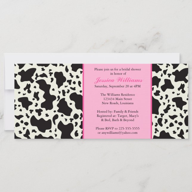 Pink Cow Print Bridal Shower Invitation (Front)