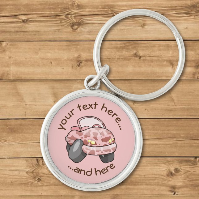 Pink Cow Print Cartoon Car Keychain (Creator Uploaded)