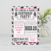 Pink Cow Print Cowgirl Birthday Invitation (Standing Front)