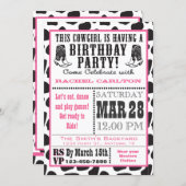 Pink Cow Print Cowgirl Birthday Invitation (Front/Back)