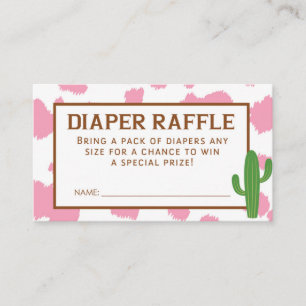 Pink Cow Print Diaper Raffle Ticket Enclosure Card