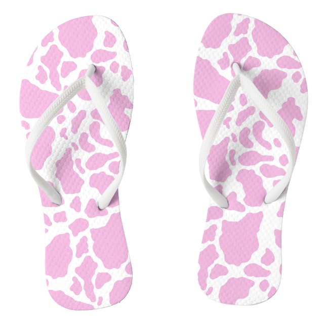 Pink Cow Print Flip Flops (Footbed)