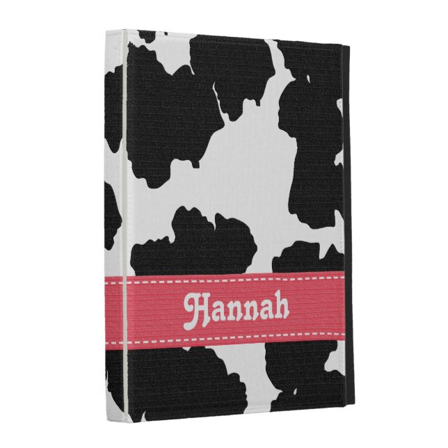 Pink Cow Print iPad Folio Case Cover (Front Spine)