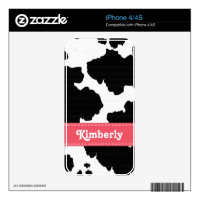 Pink Cow Print iPhone 4 / 4s Skin