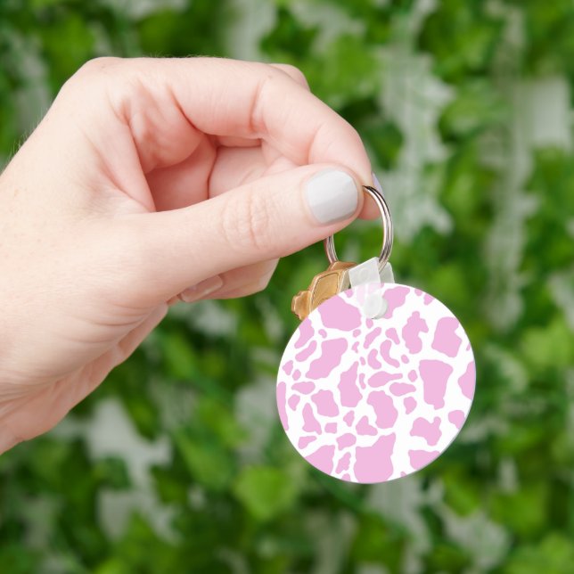 Pink Cow Print Keychain (Hand)