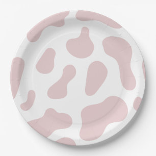 Pink Cow Print Little Cowgirl Baby Shower Paper Plates