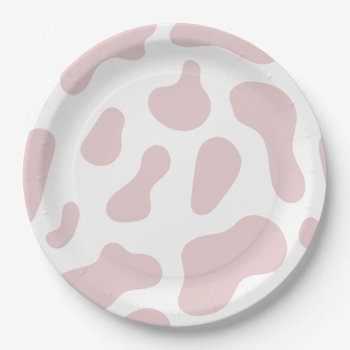 Pink Cow Print Little Cowgirl Baby Shower Paper Plates