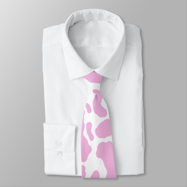 Pink Cow Print Neck Tie (Tied)
